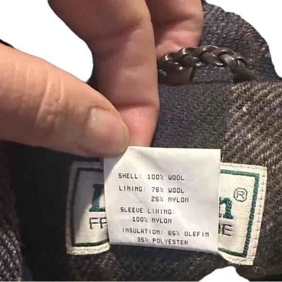 Vintage LL Bean 100% Wool Thinsulate Plaid Lining Mens Navy Coat Size M Tall USA - Picture 11 of 12